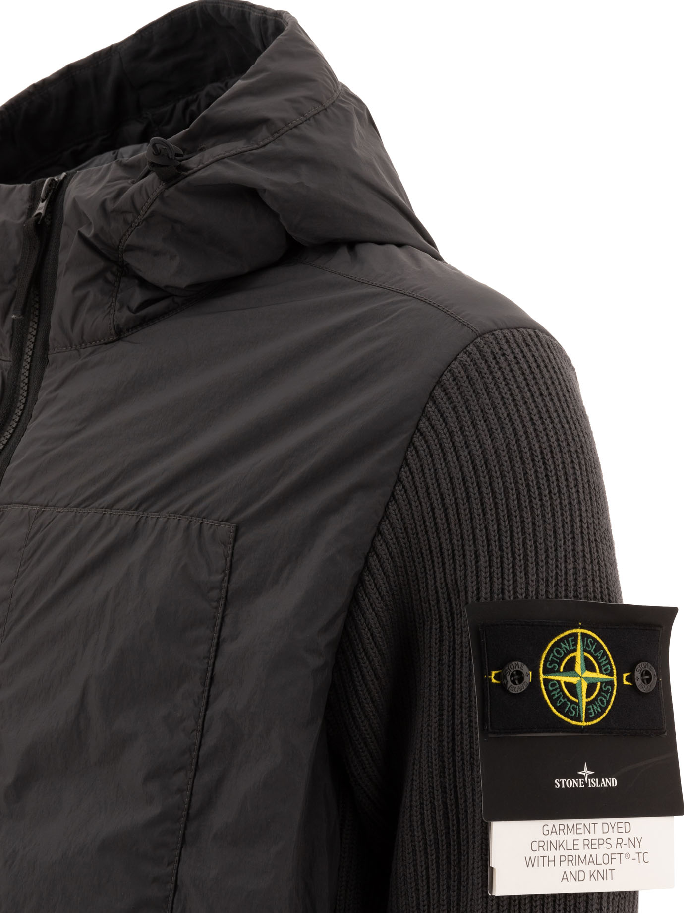 STONE ISLAND Grey Compass jacket with knit inserts